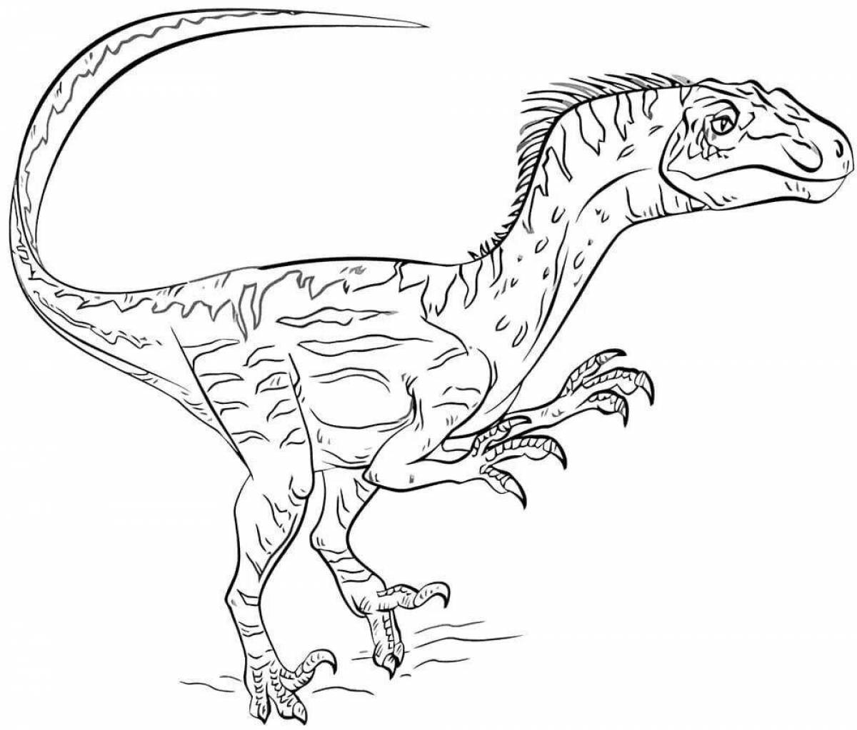 A beautifully colored Velociraptor coloring page from Jurassic World