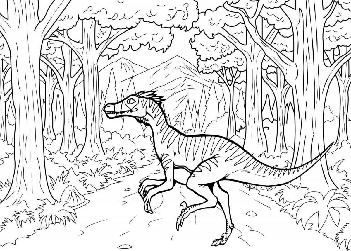 Exquisitely colored velociraptor coloring page from jurassic world