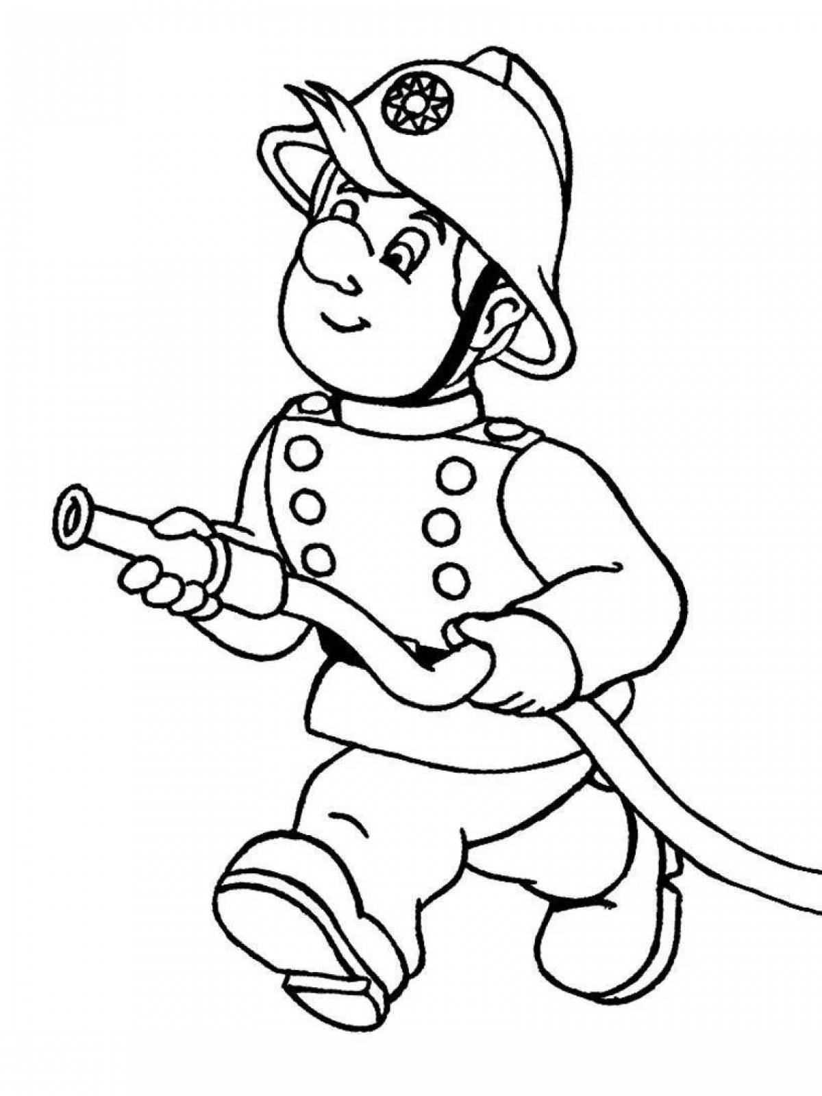 Игривый рисунок пожарного для детей