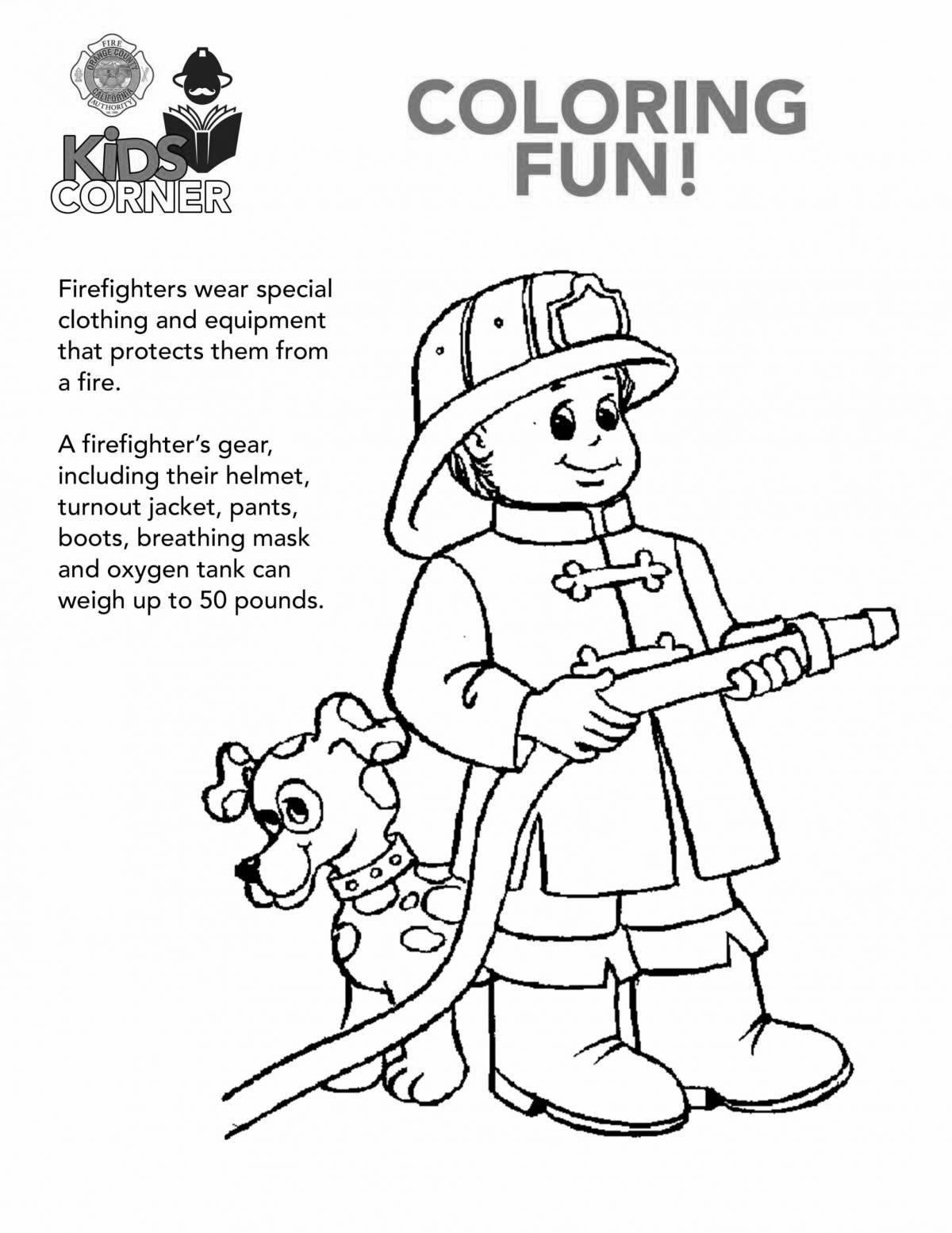 Очаровательный рисунок пожарного для детей