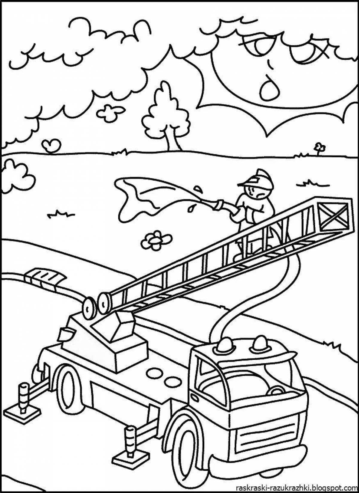 Lovely drawing of a fireman for kids