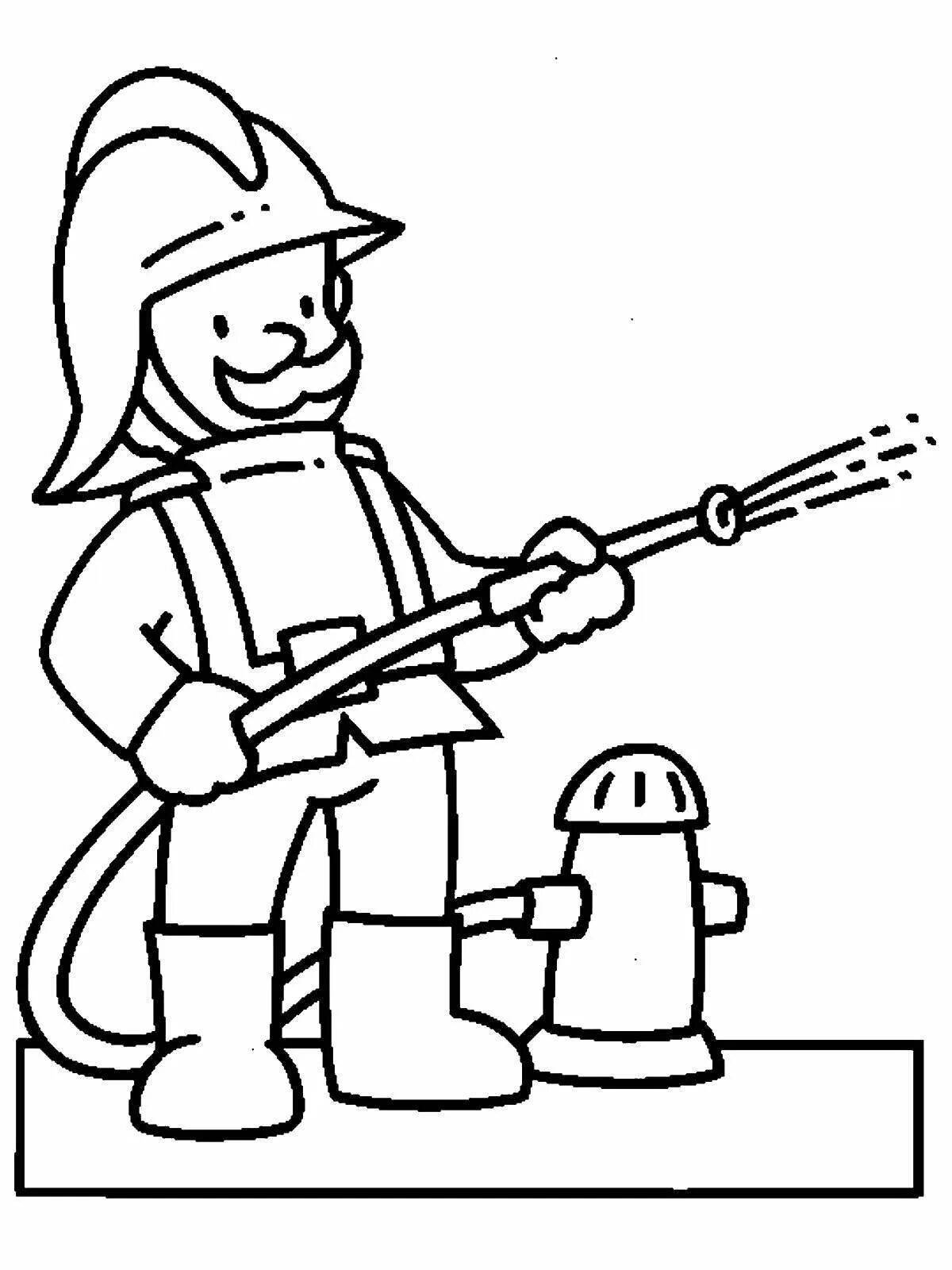 Инновационный рисунок пожарного для детей