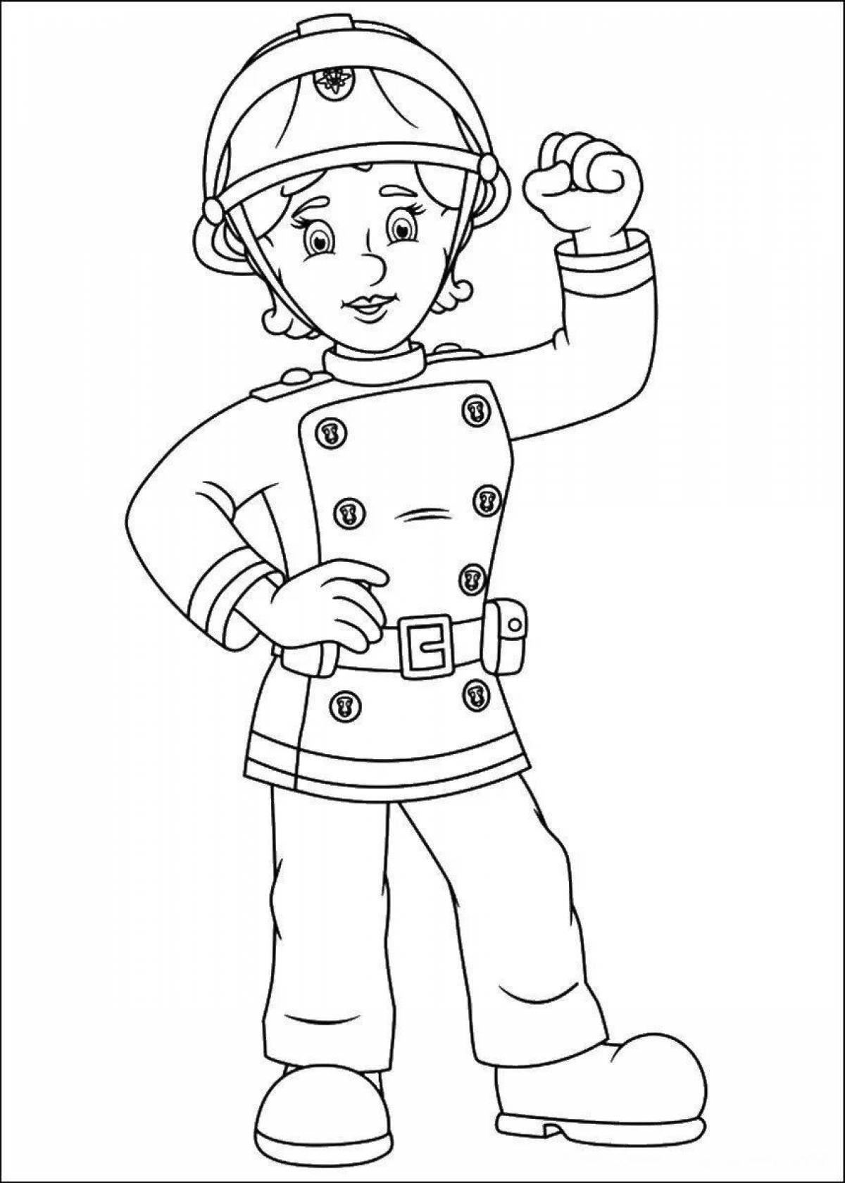 Интригующий рисунок пожарного для детей