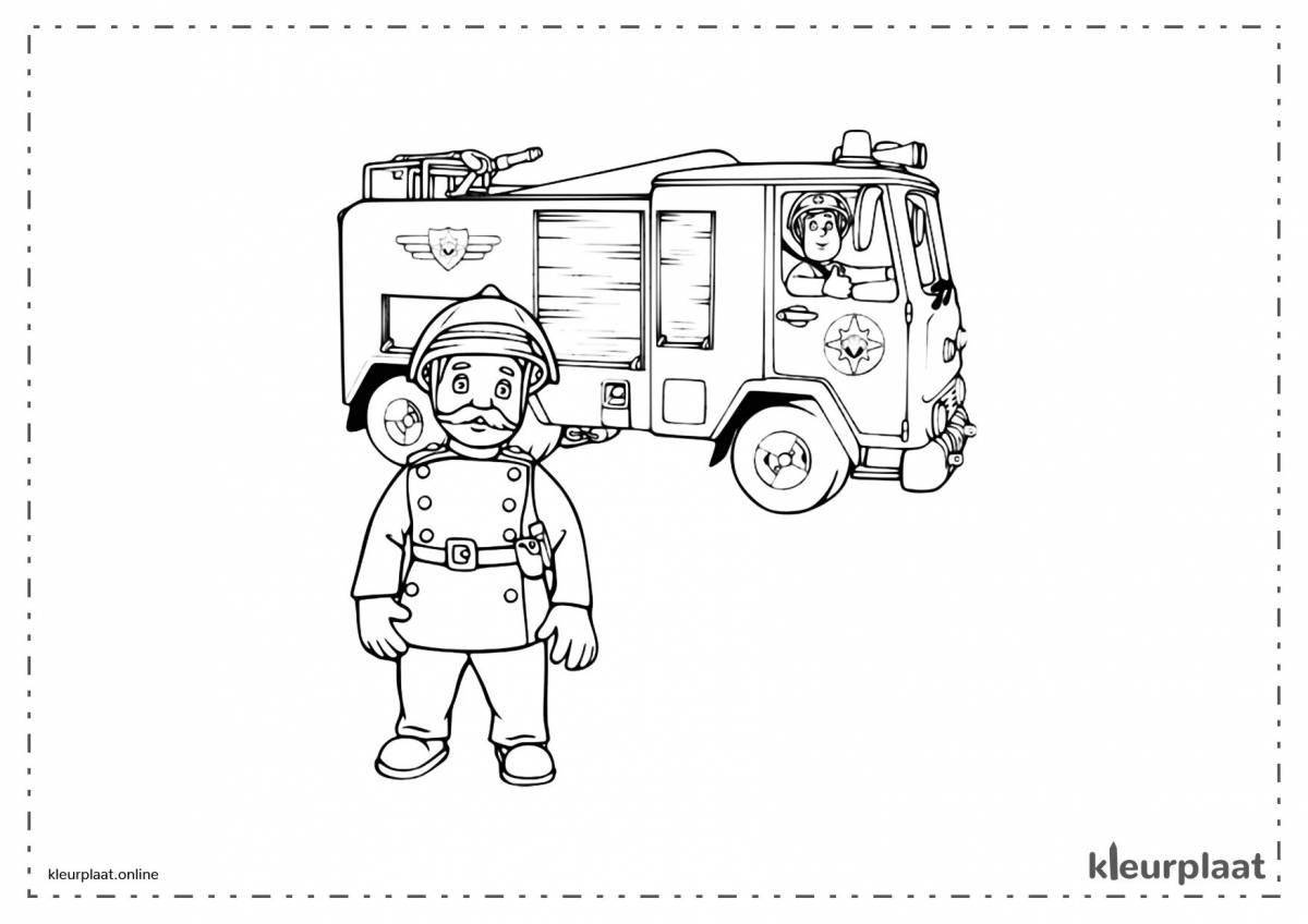 Чудесный рисунок пожарного для детей