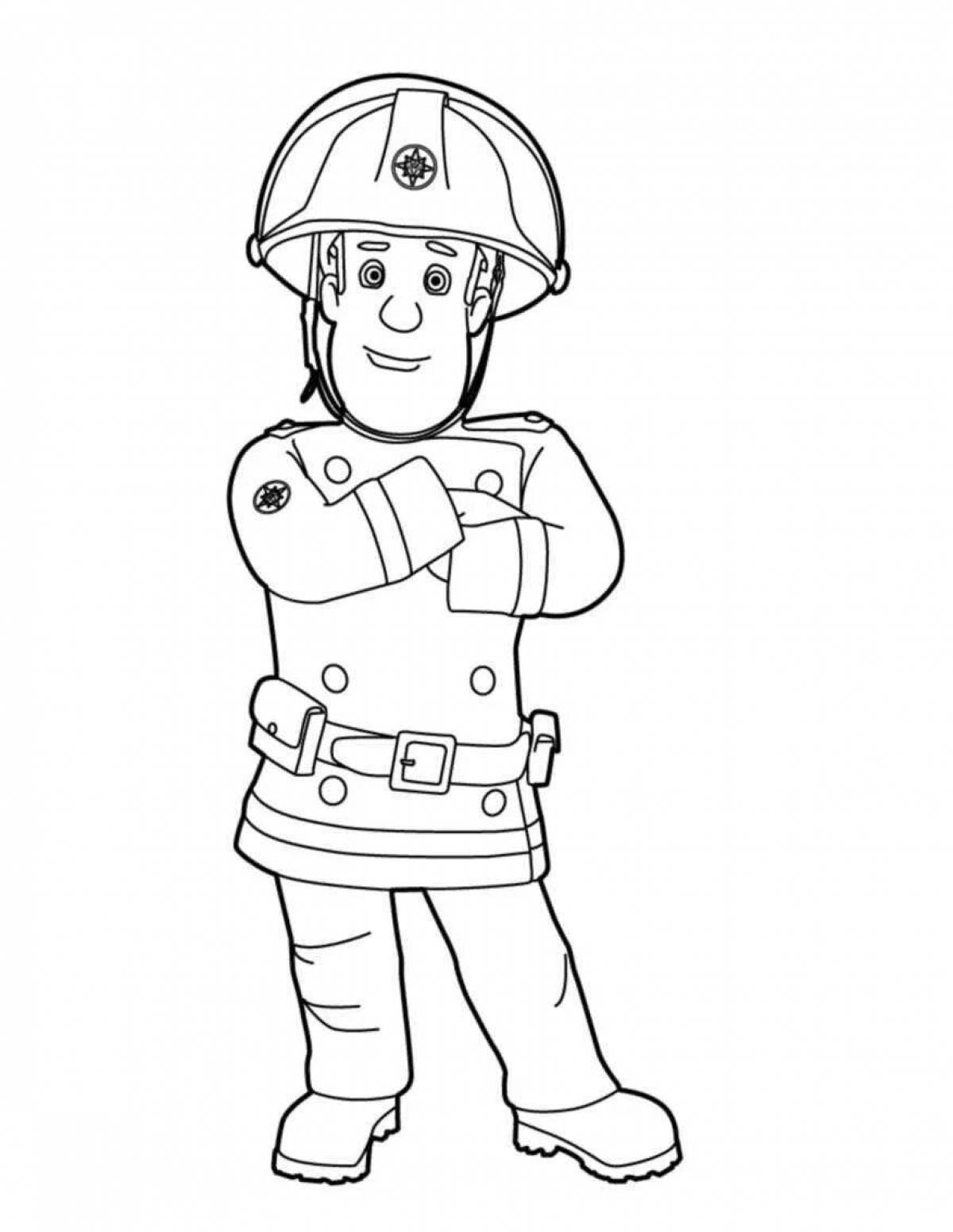Замечательный рисунок пожарного для детей
