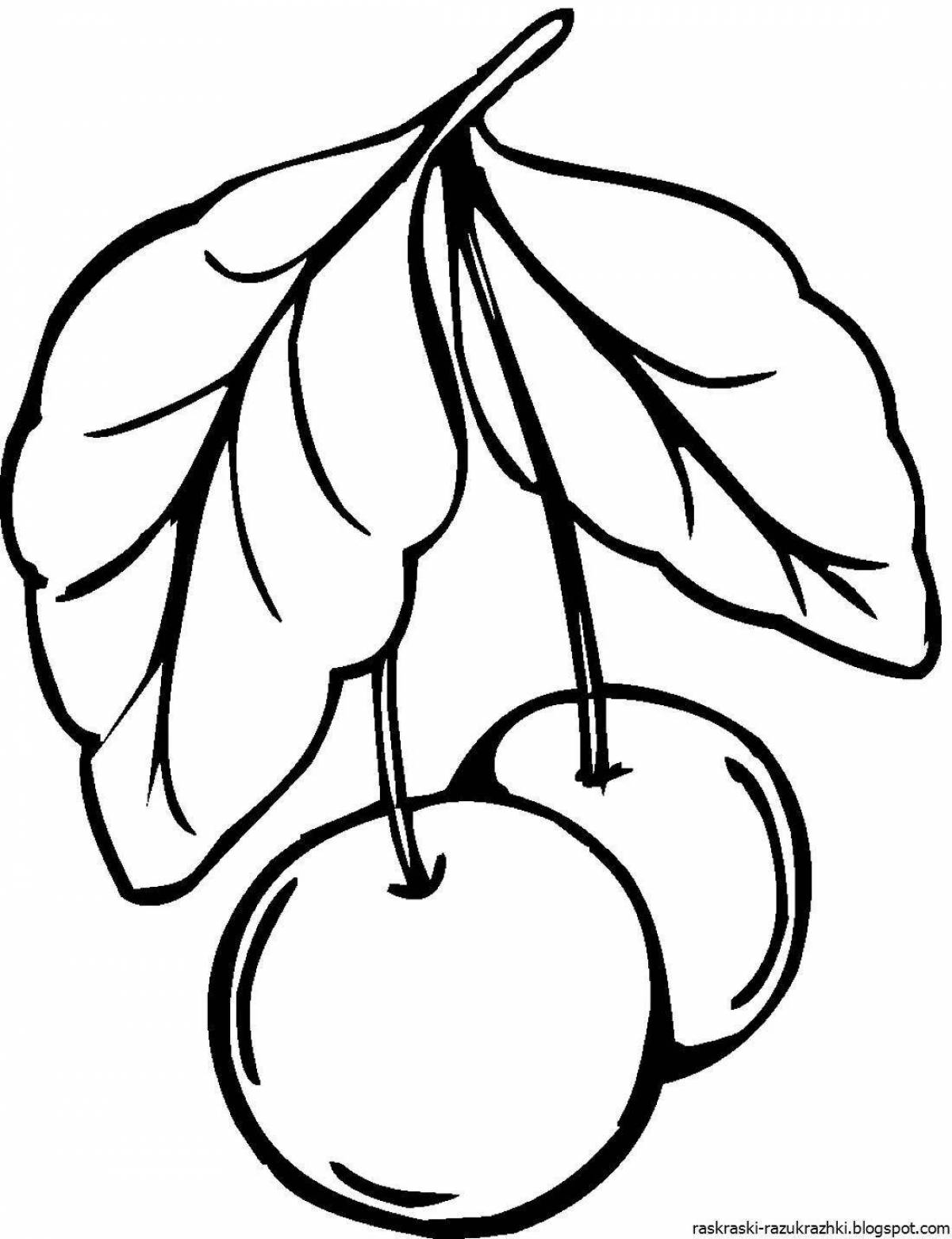 Adorable berries and fruits coloring pages for kids