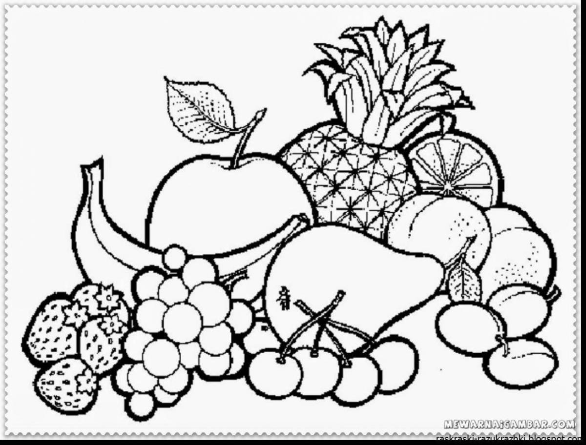 Coloring pages with magic berries and fruits for kids