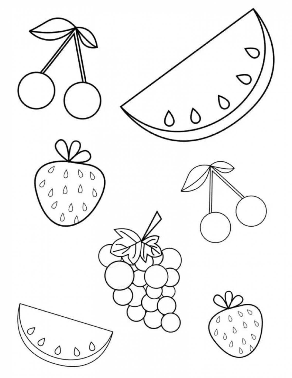 Изысканные ягоды и фрукты раскраски для детей