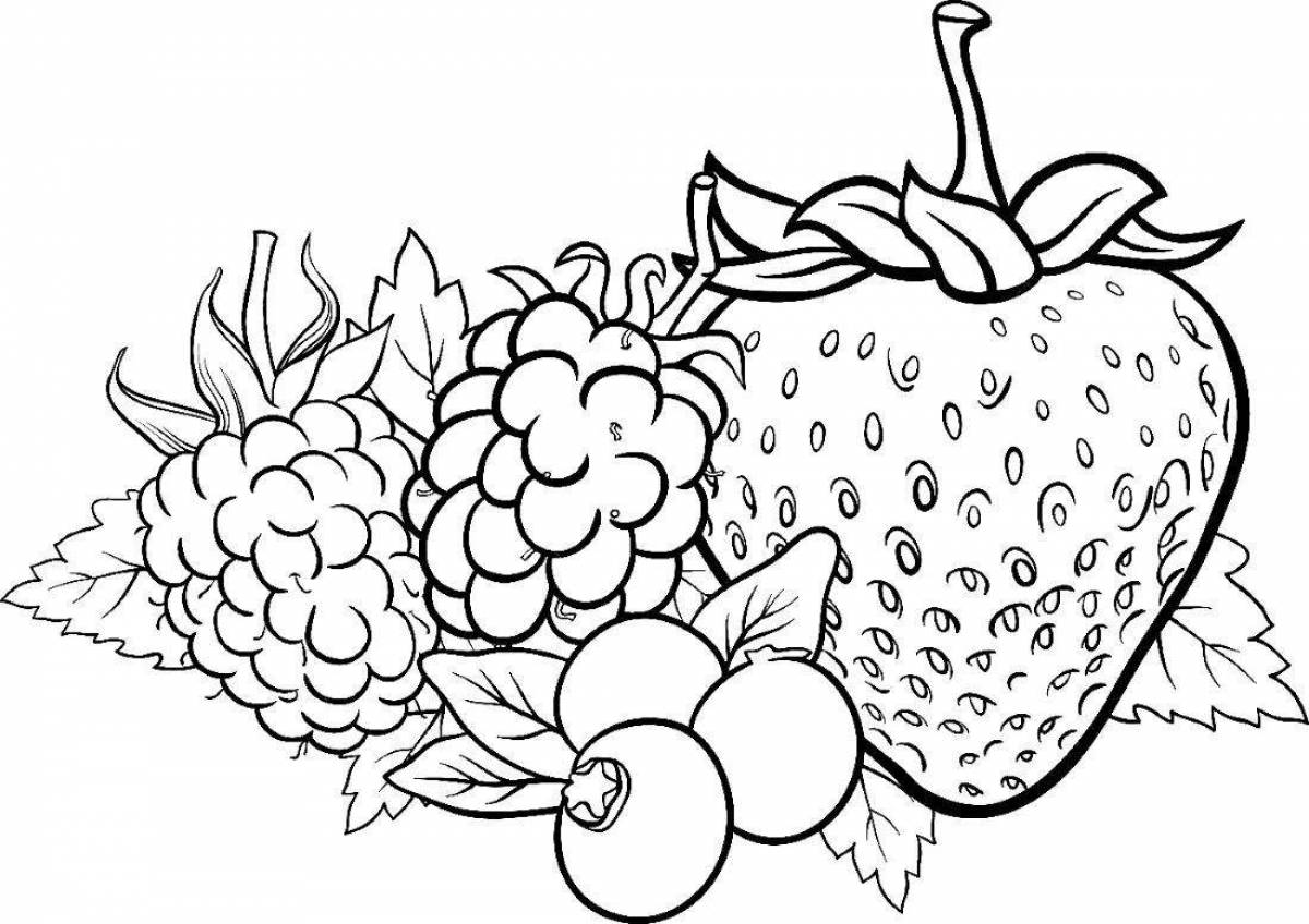 Раскраски изящные ягоды и фрукты для детей