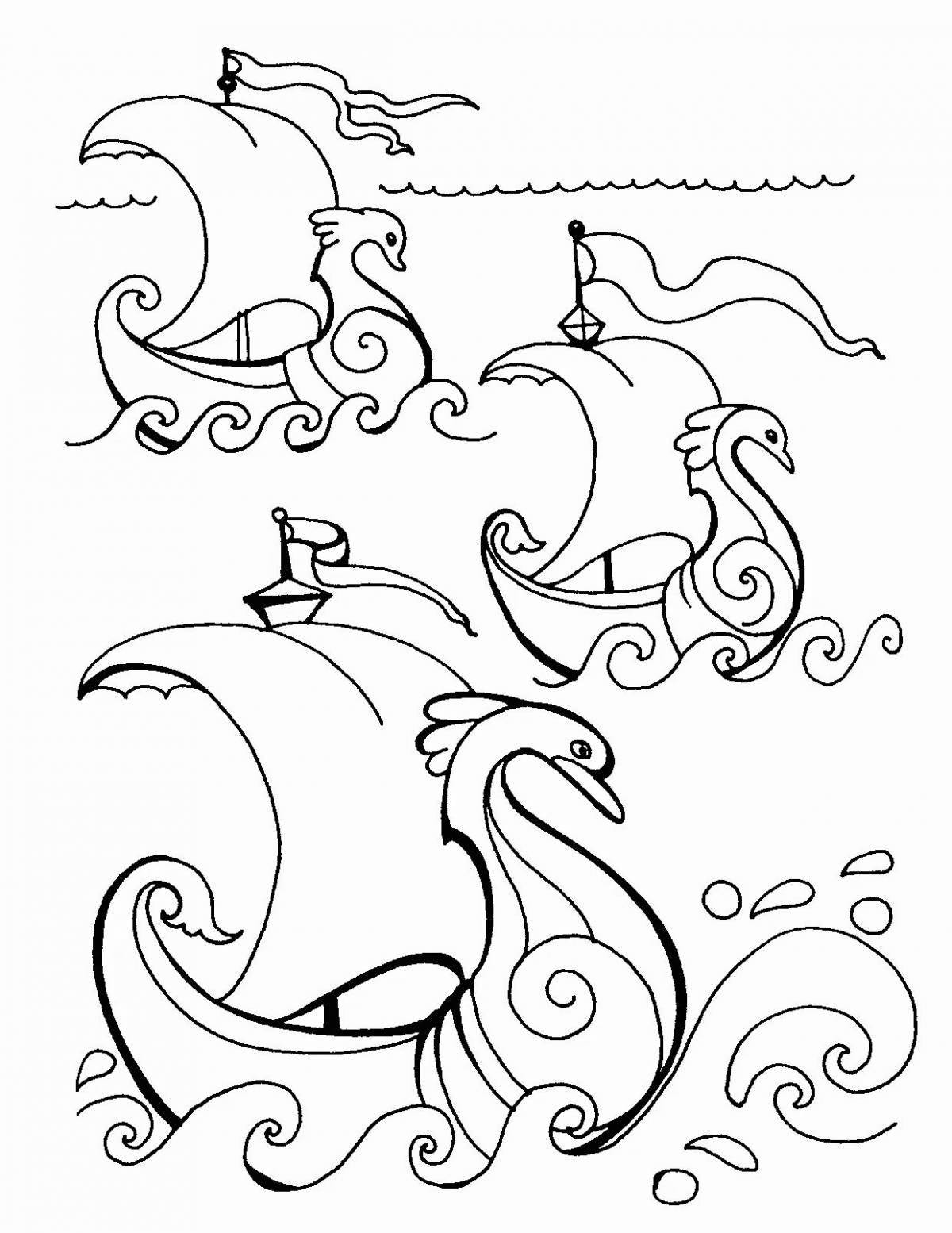 Coloring bright fairy tale Pushkin