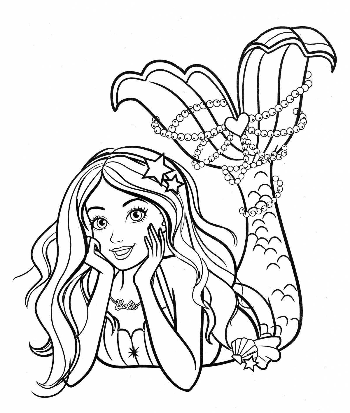 Exquisite barbie mermaid coloring book for girls