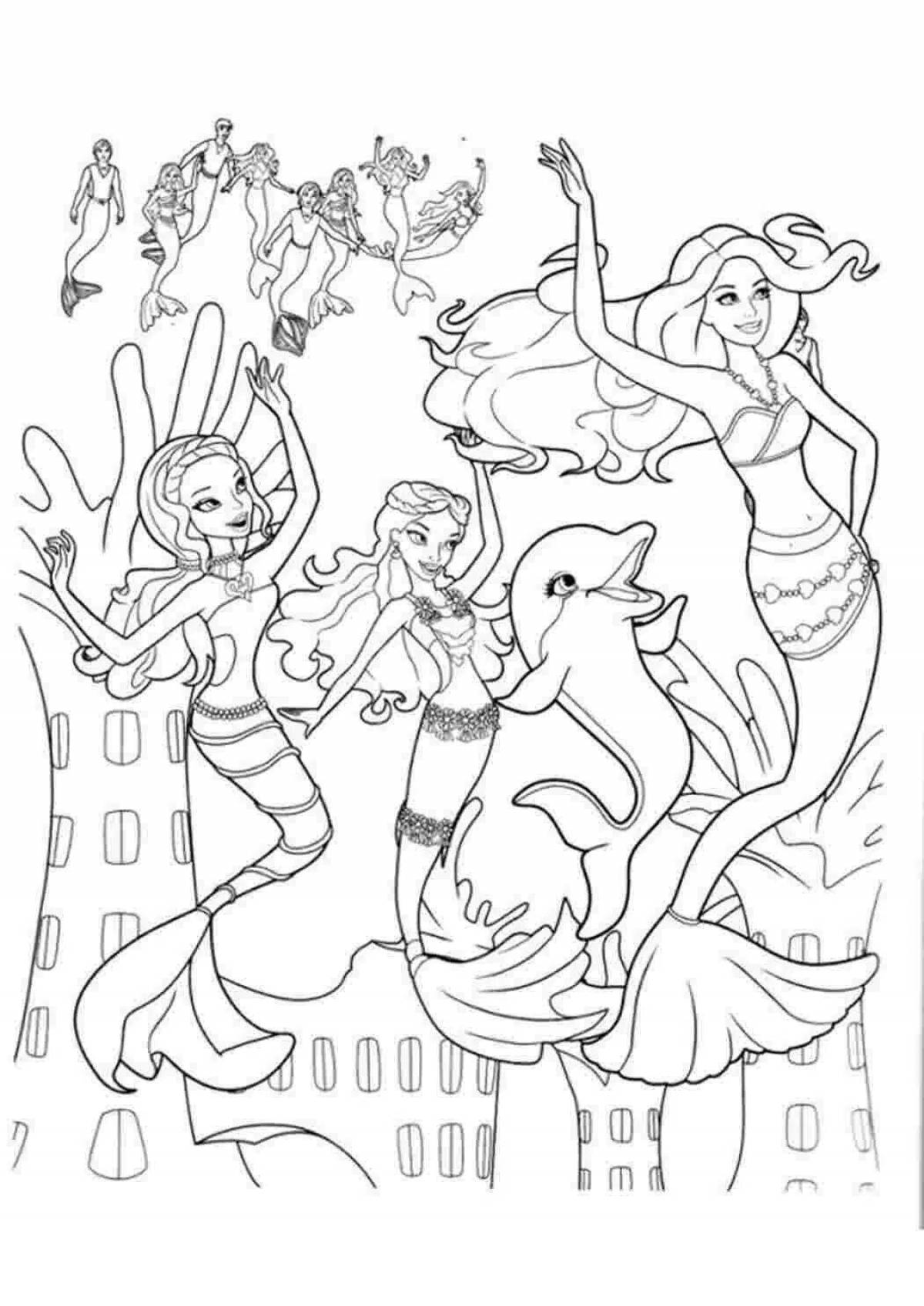 Delightful barbie mermaid coloring book for girls