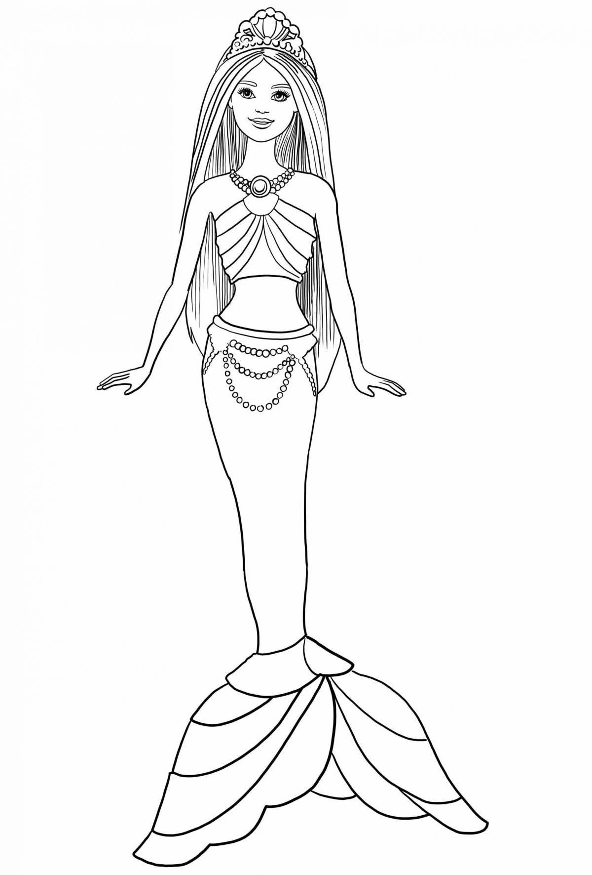 Colorful barbie mermaid coloring book for girls