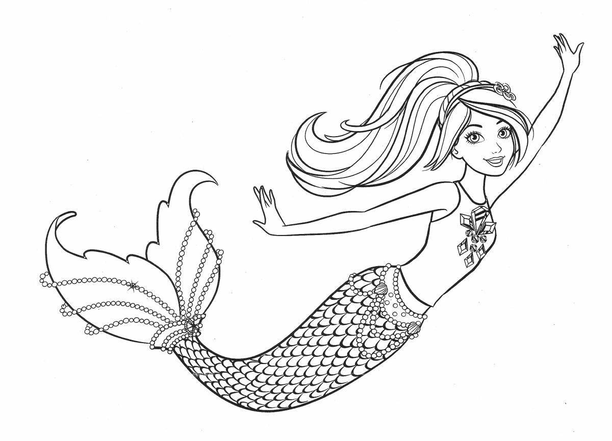 Sparkling barbie mermaid coloring book for girls