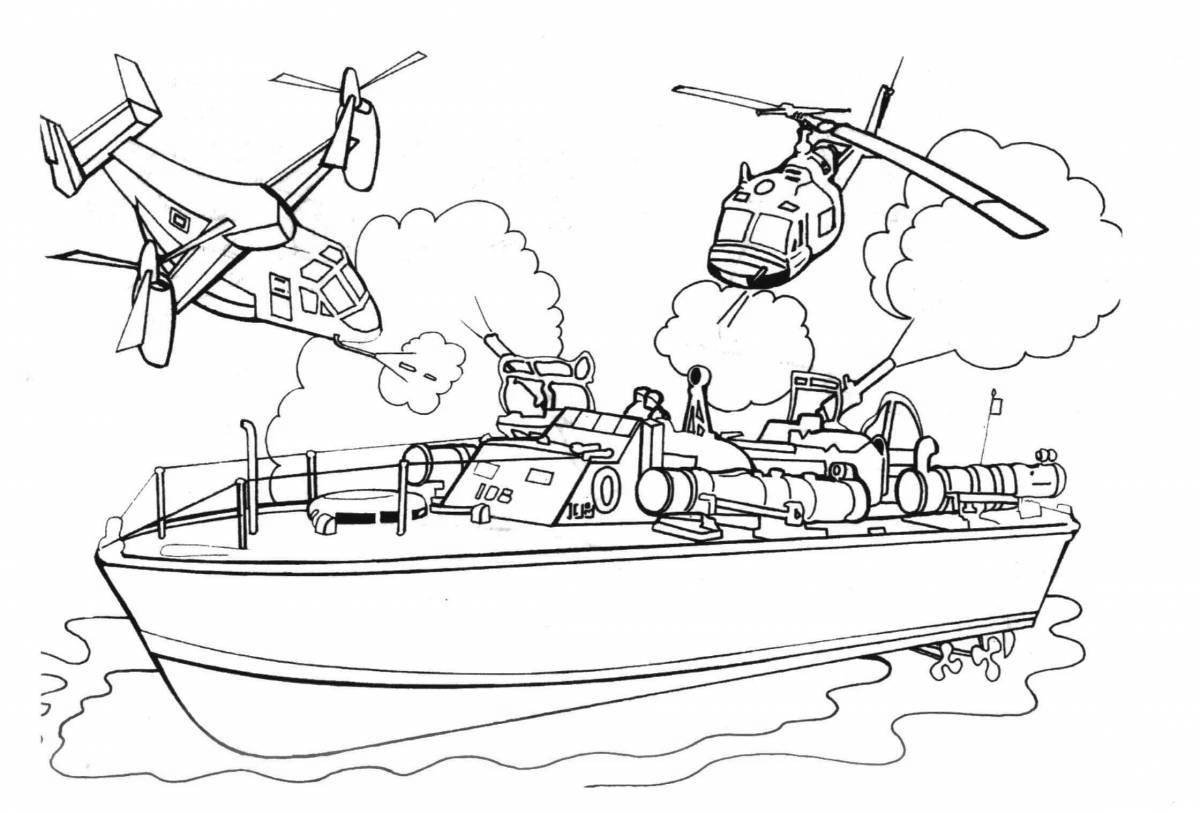 Funny military coloring for children