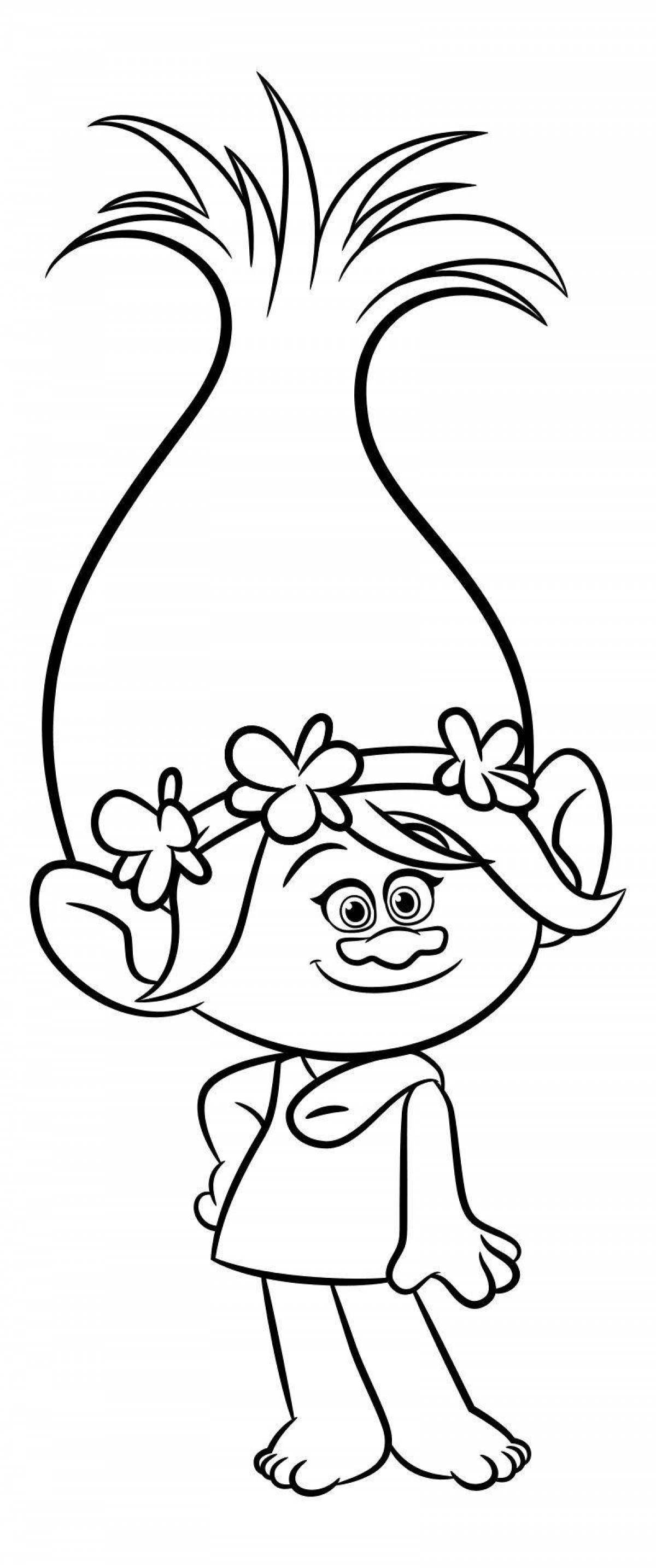 Playful cartoon troll coloring page