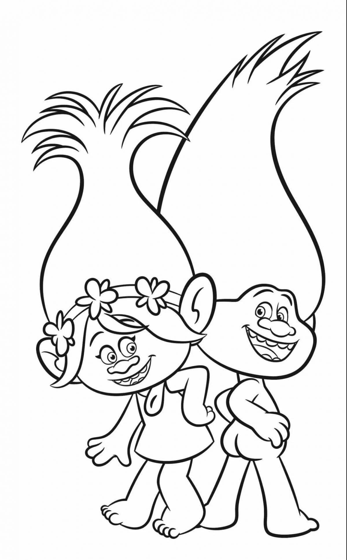 Coloring cute cartoon trolls