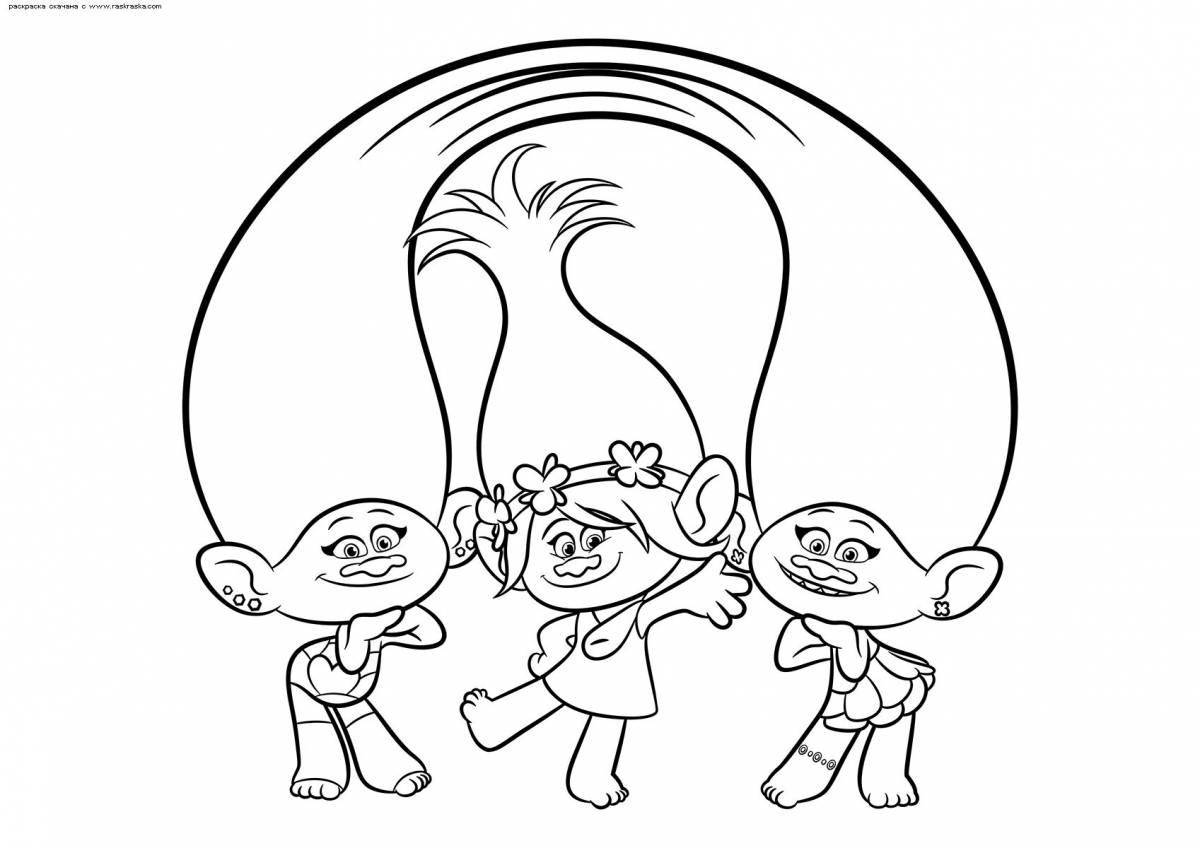 Coloring page quirky cartoon trolls