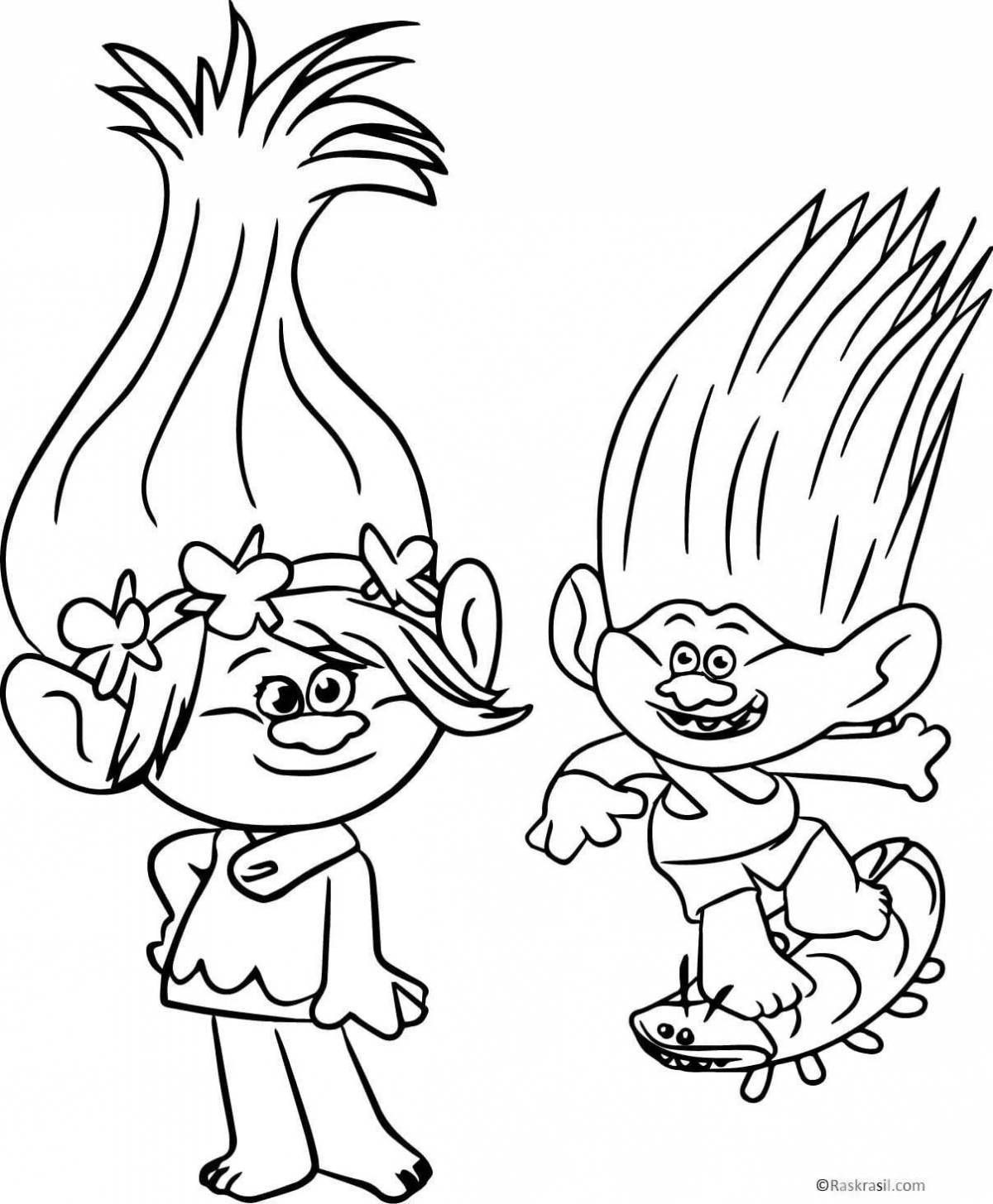 Quirky cartoon trolls coloring book
