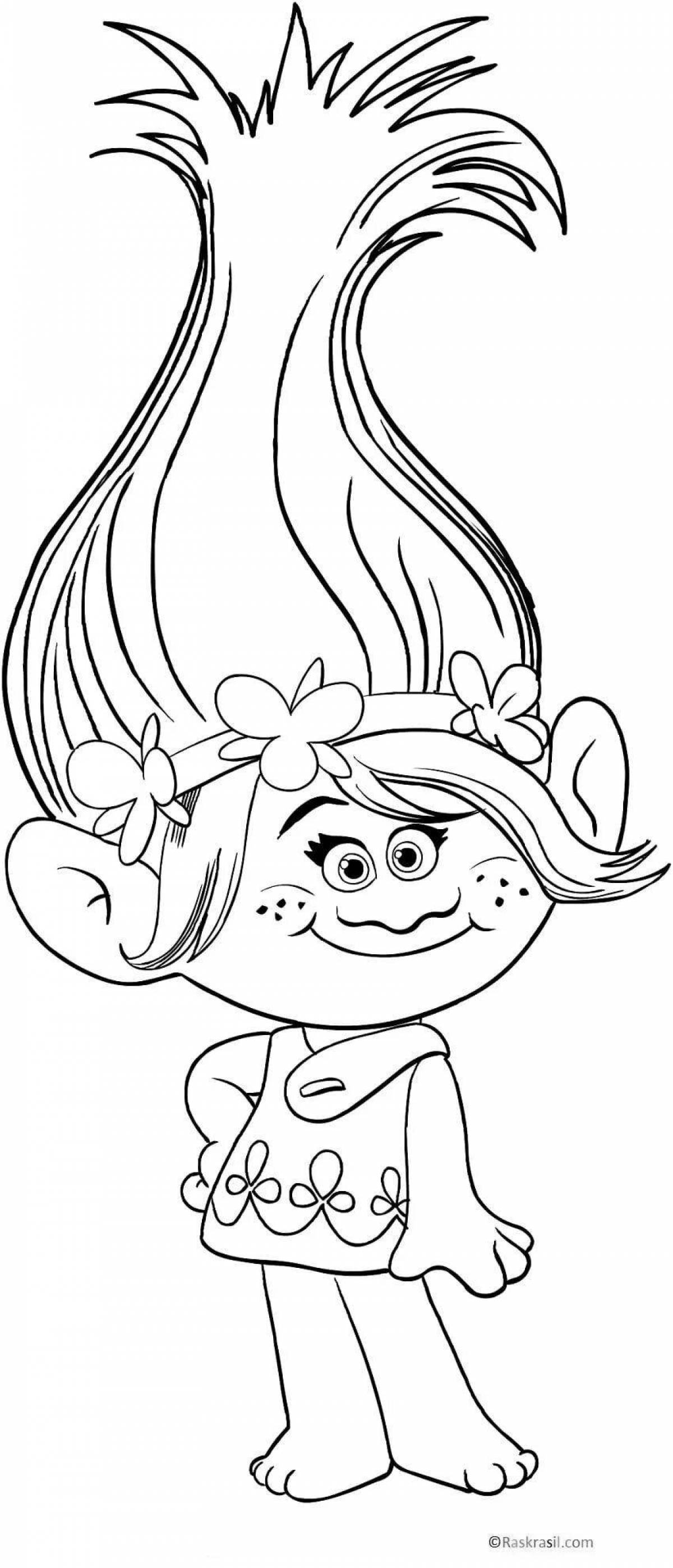 Coloring book colorful cartoon trolls