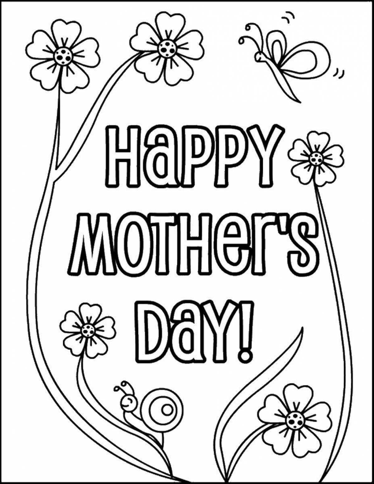 Coloring page glowing mother's day card