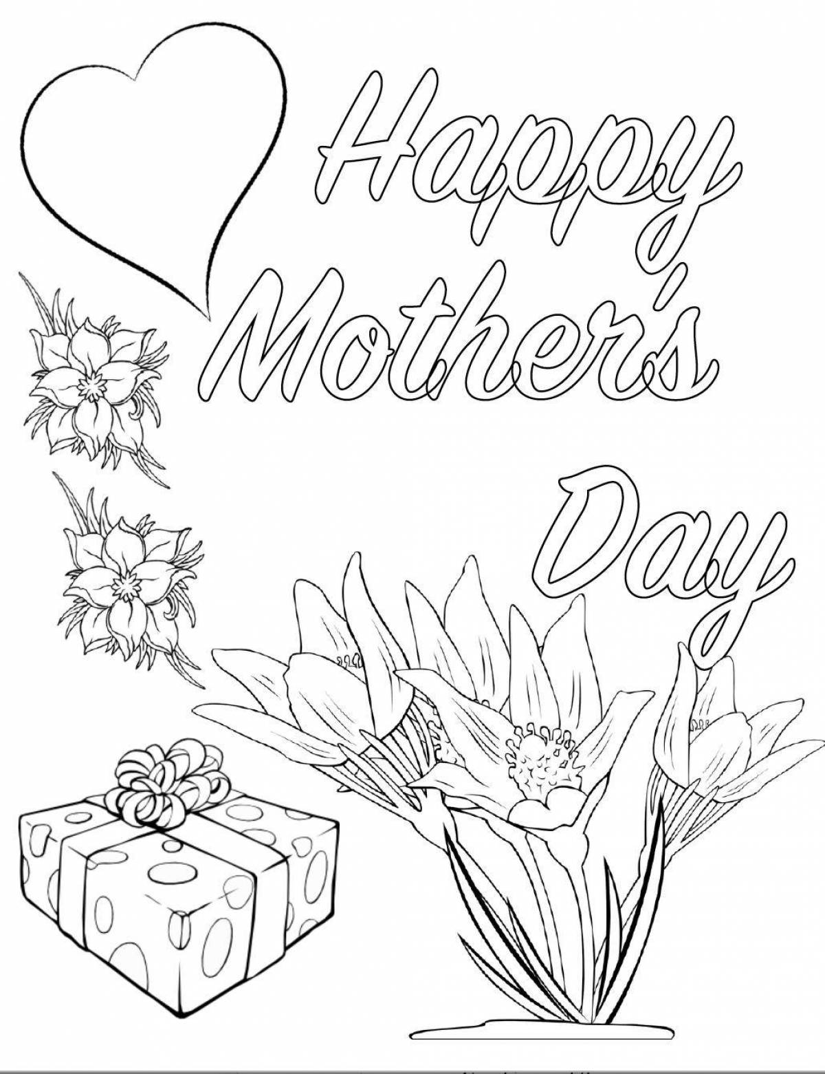 Coloring page adorable mother's day card
