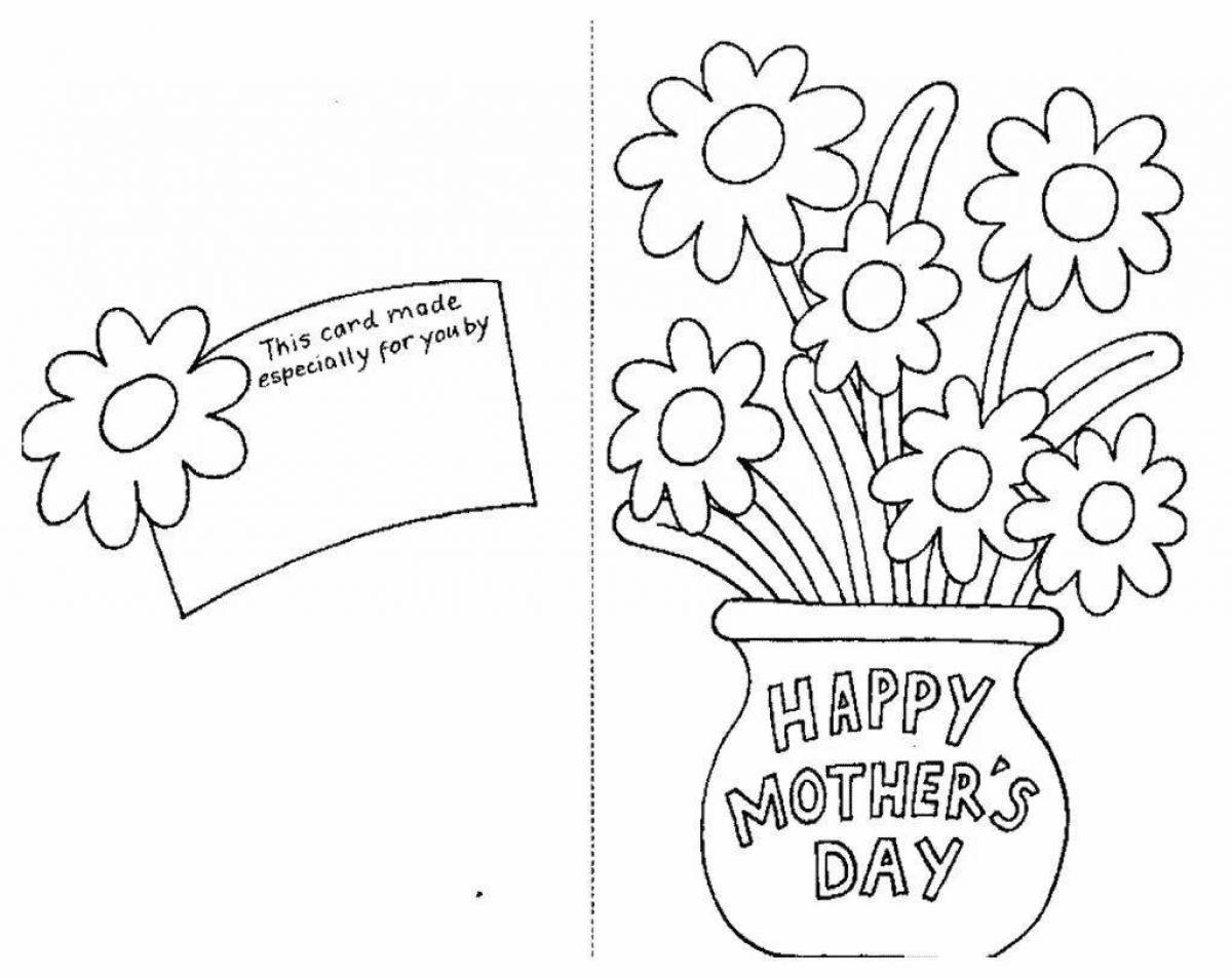 Color-frenzy mother's day card coloring page