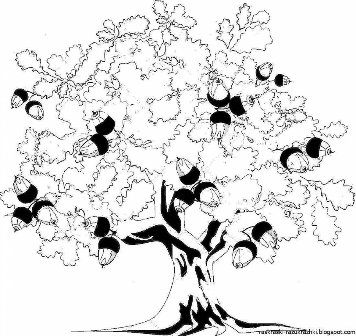 Charming oak tree coloring book for kids