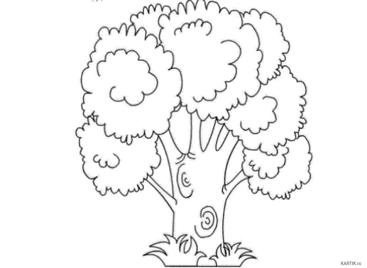 Радостная раскраска дуба для детей