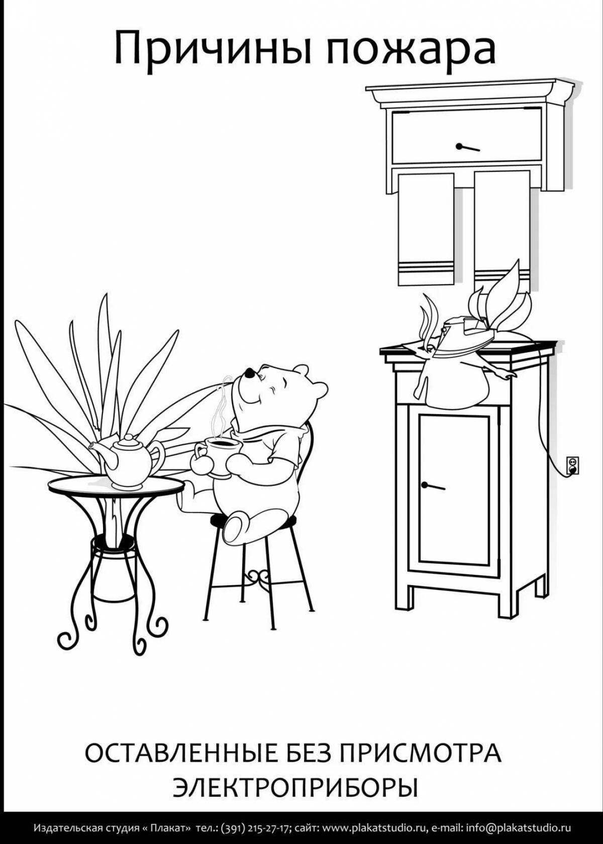 Colorful coloring pages of fire causes for children