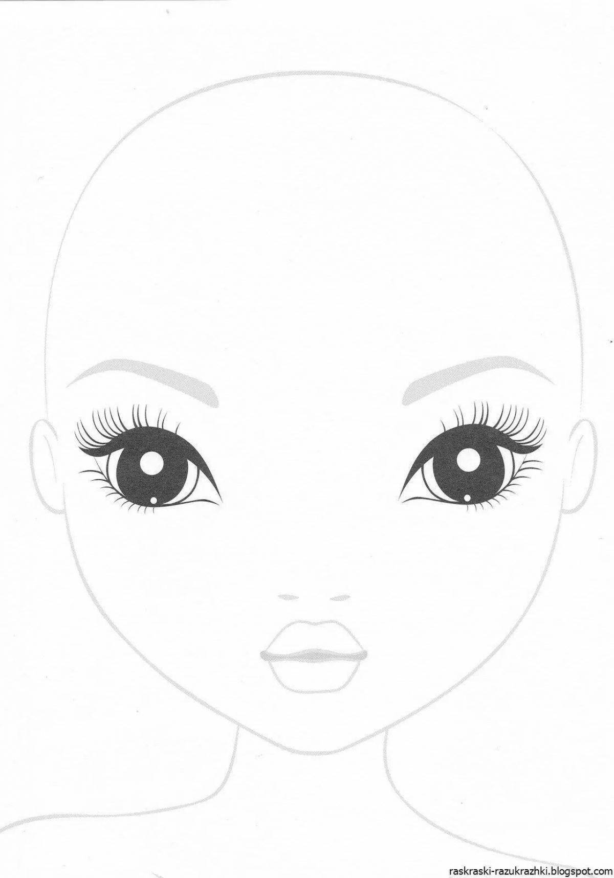 Exotic coloring girl's face without hair