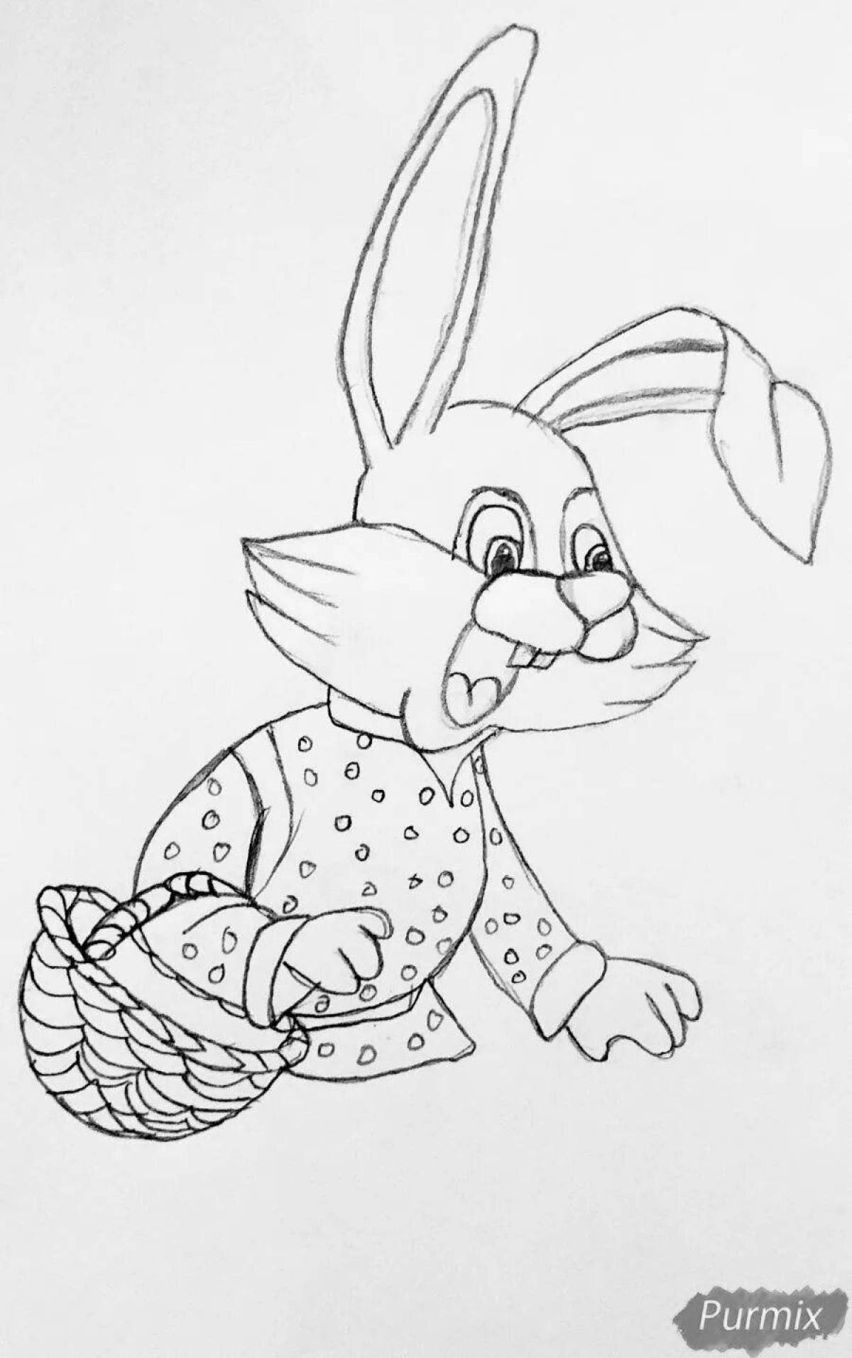 Animated coloring hare from a bun