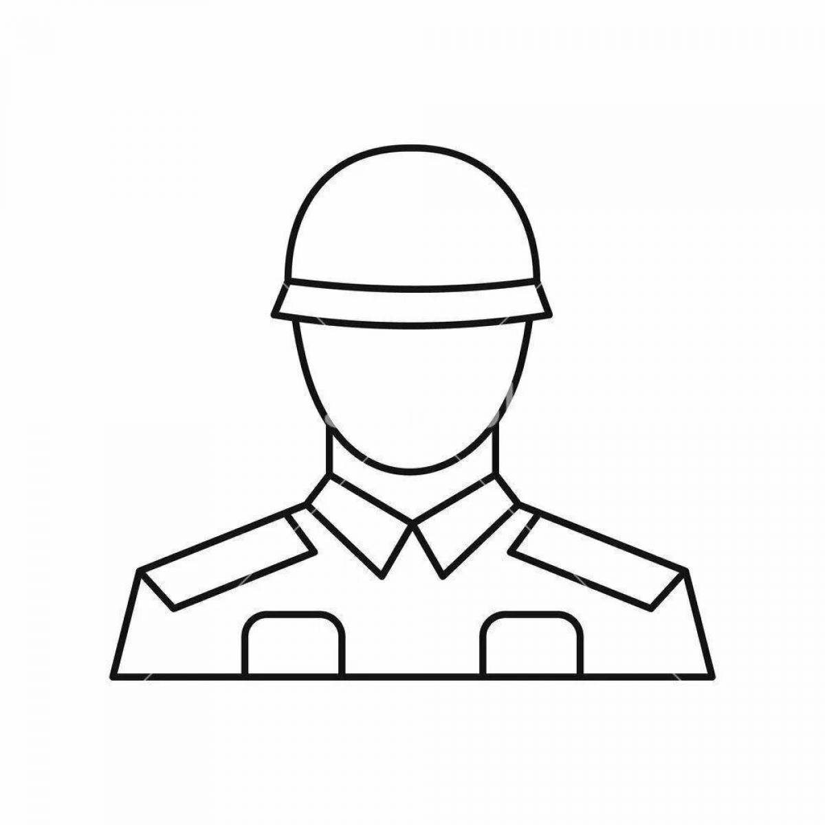 Colouring bright soldier face for kids