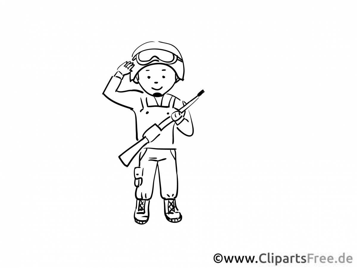 Coloring funny soldier face for kids