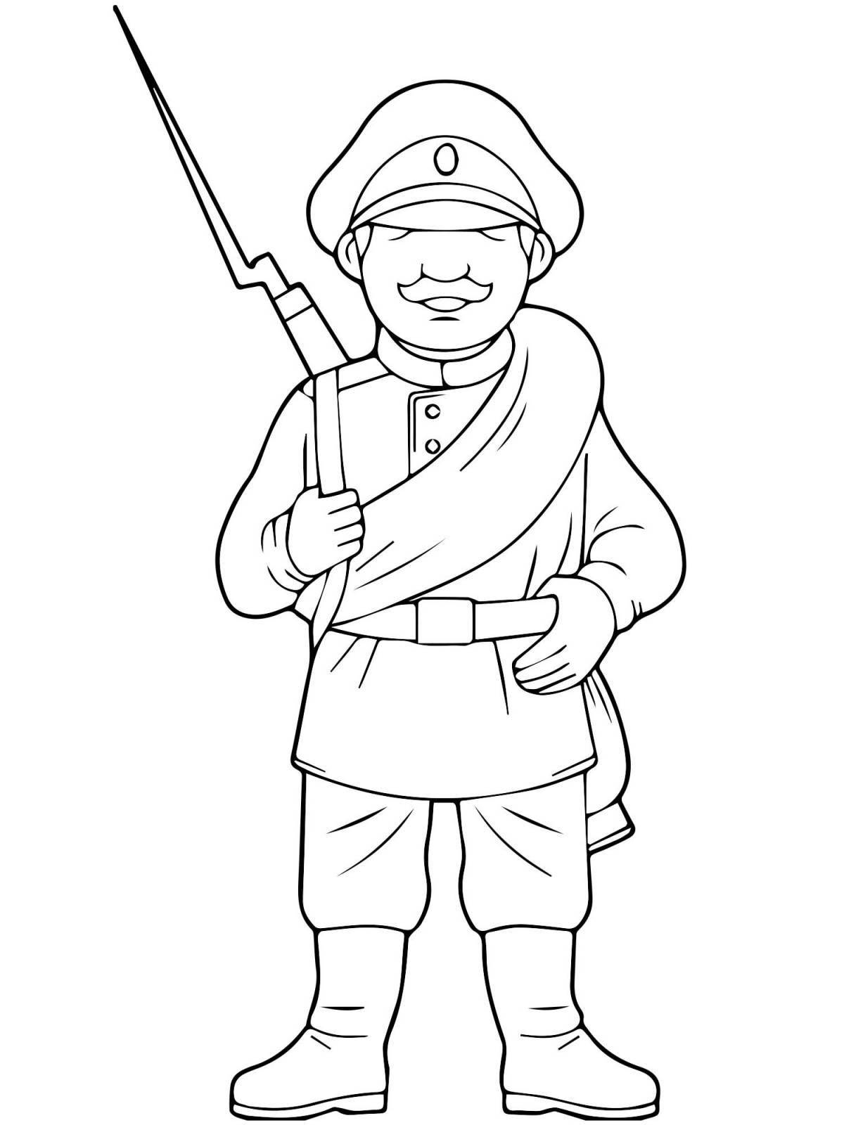 Exciting soldier face coloring page for kids