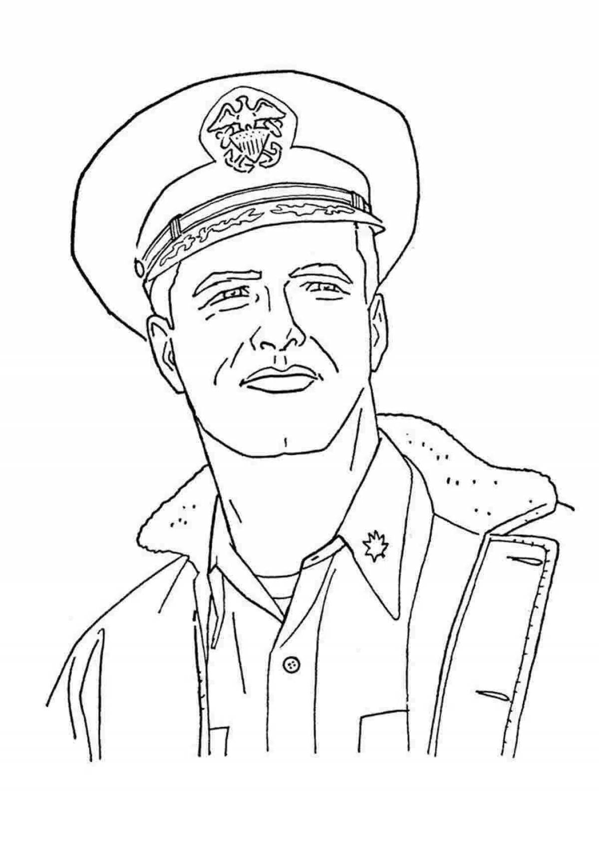 Great soldier face coloring page for kids