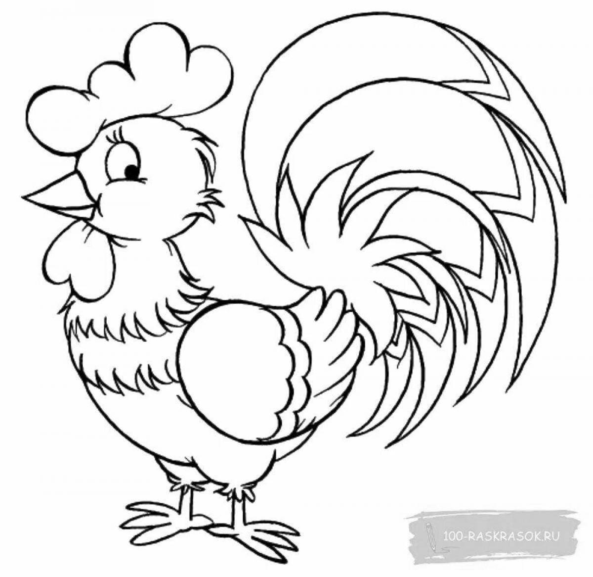 Colorful cockerel drawing for kids