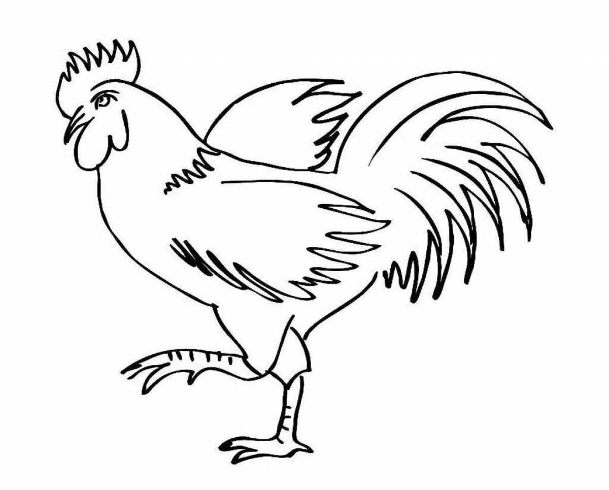 Fun drawing of a cockerel for children