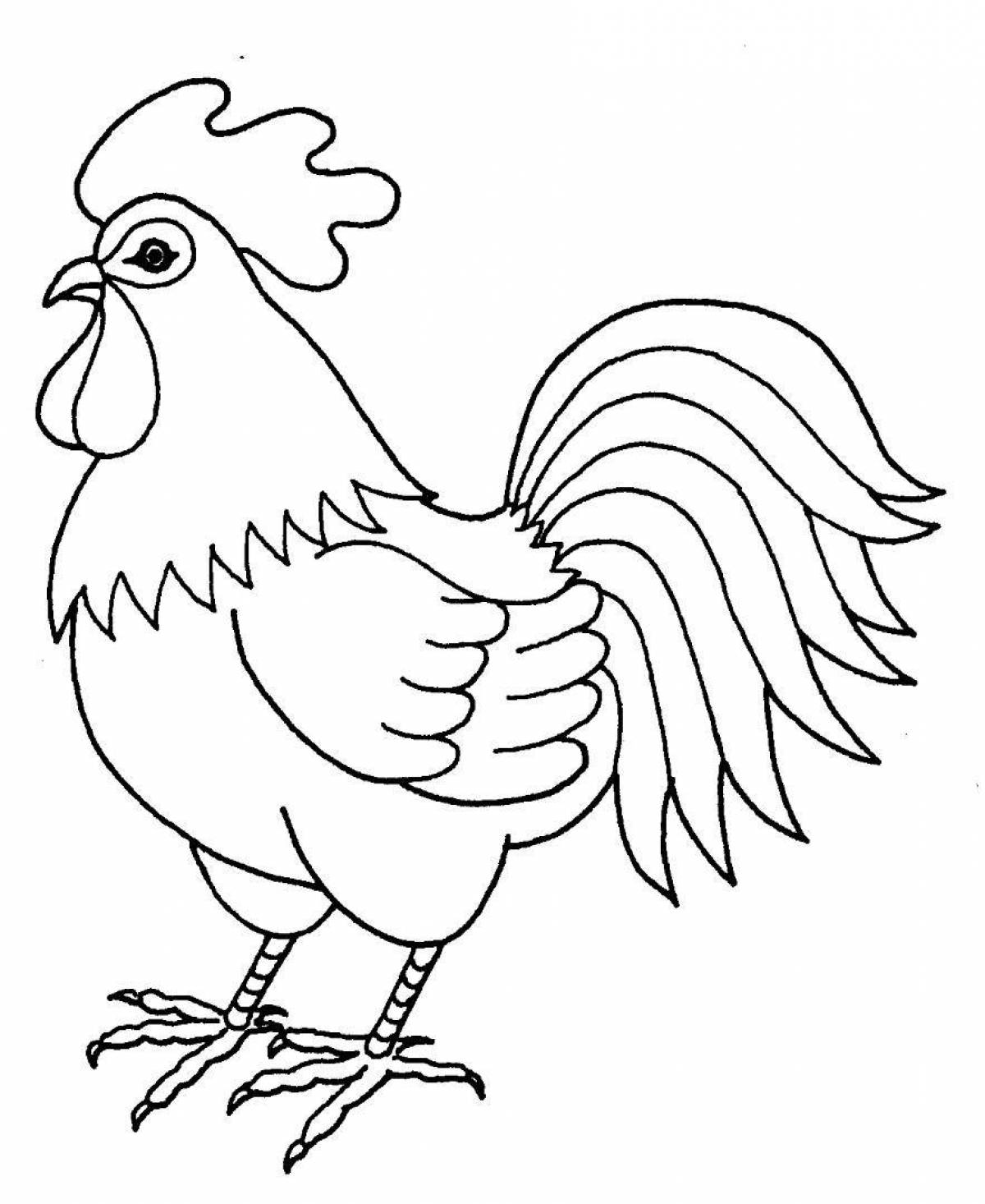 Shaped drawing of a cockerel for children