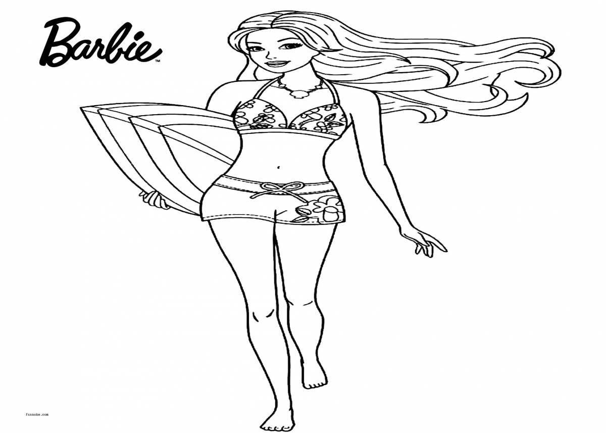 Fun coloring Barbie doll in a bathing suit