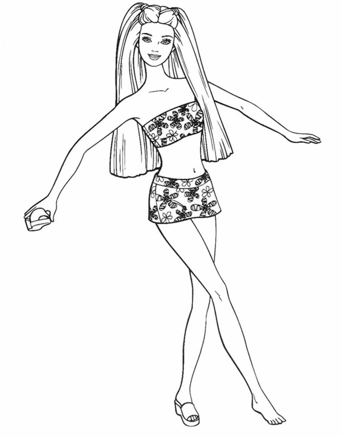 Fun coloring barbie doll in a bathing suit