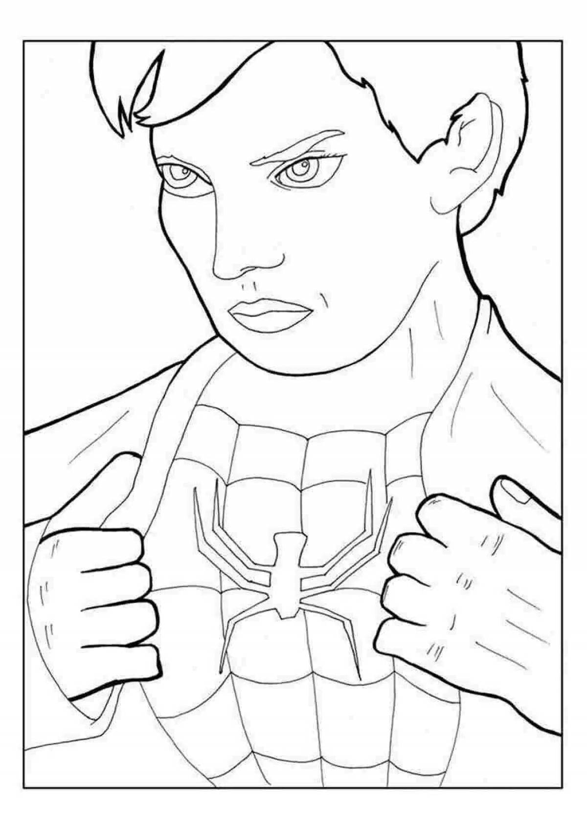 Spider-man Peter Parker bright coloring book