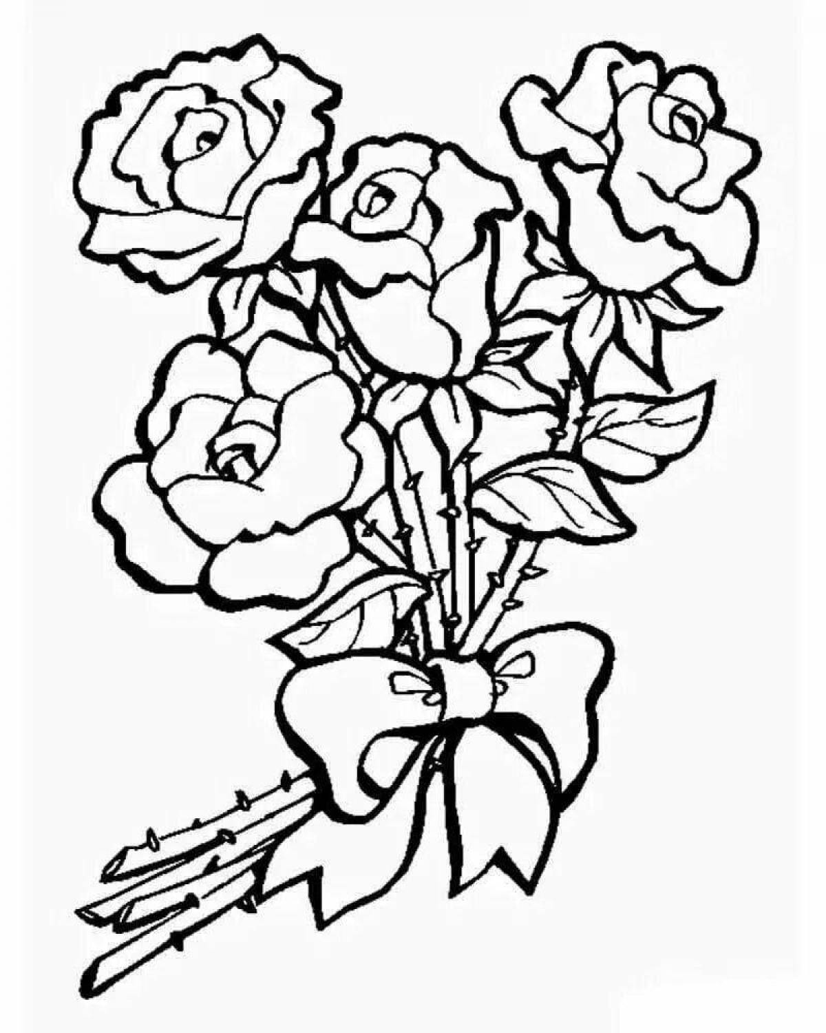 Веселая раскраска розы с днем рождения
