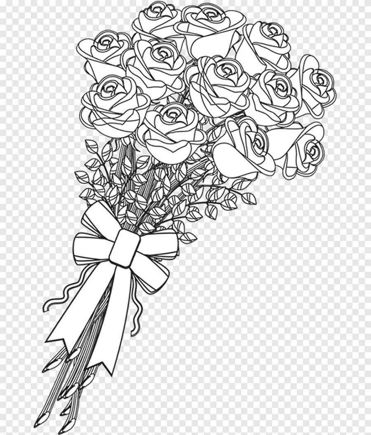 Glowing coloring pages with roses happy birthday