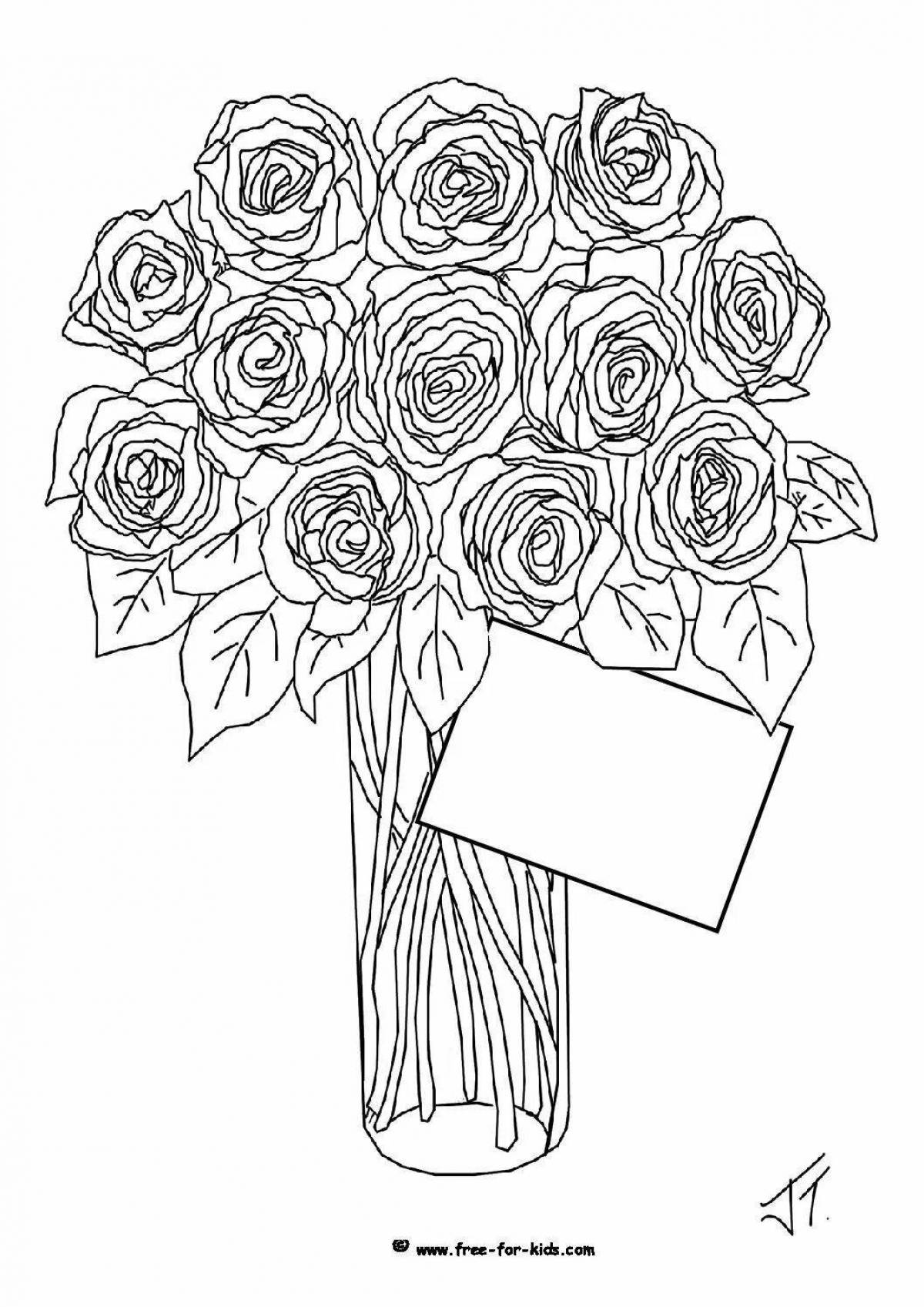 Великолепная раскраска розы с днем ​​рождения