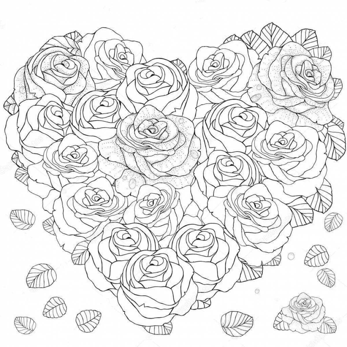 Royal happy birthday coloring pages with roses