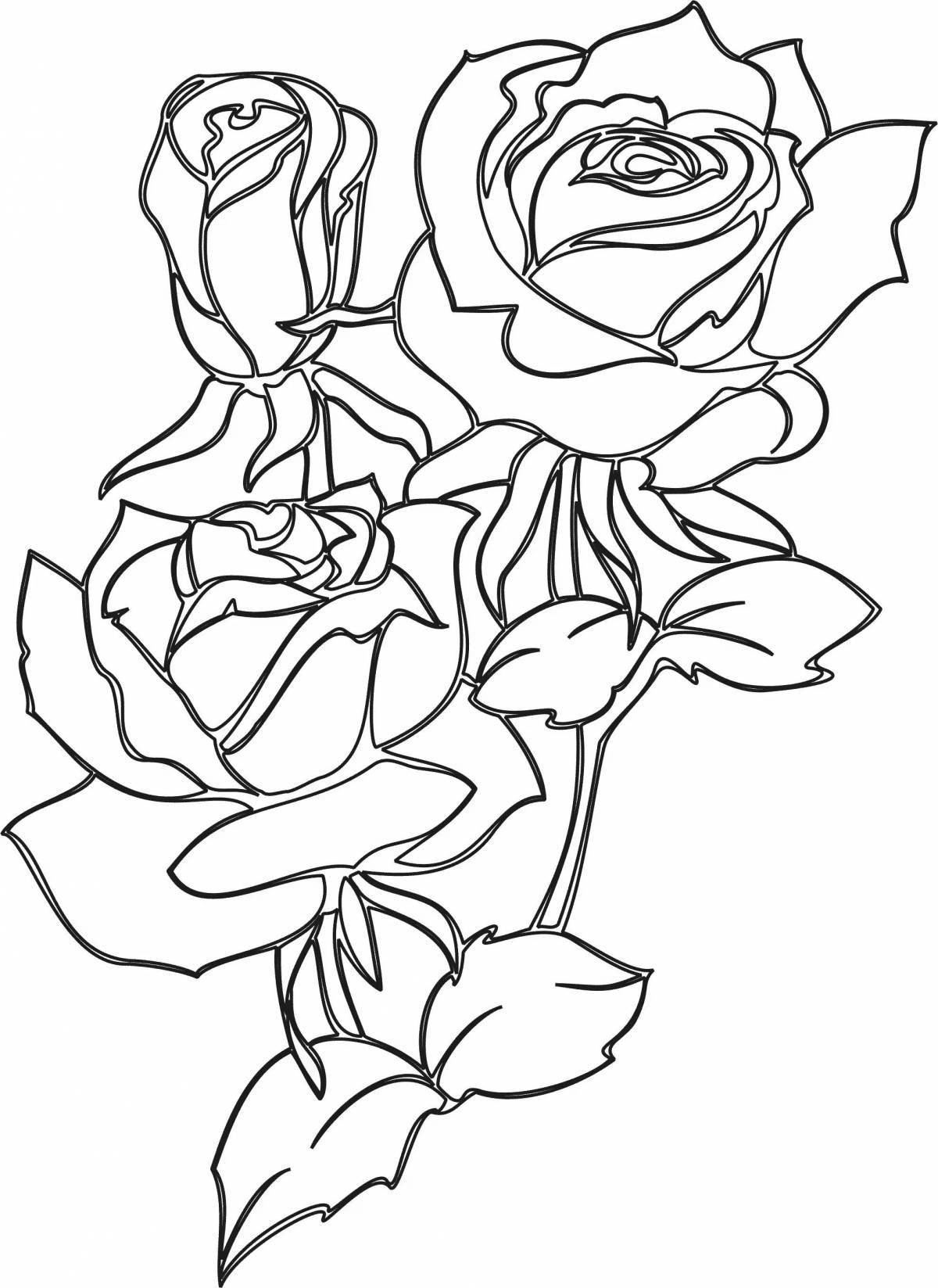 Happy birthday rose coloring page