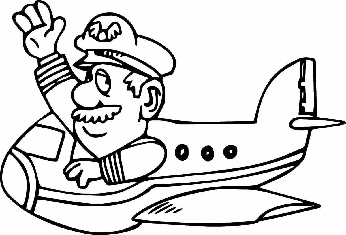 Яркая раскраска военного летчика для детей