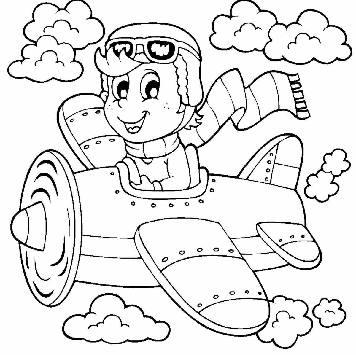Coloring book brave military pilot for kids