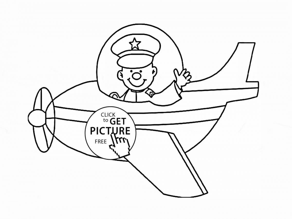 Photo Coloring book dazzling military pilot for kids
